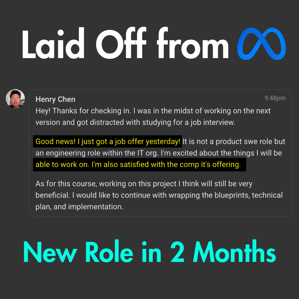 Henry Chen: Laid off from Meta → signed offer in under 3 months